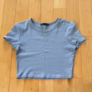 Zara Light Blue Women's Crop Top